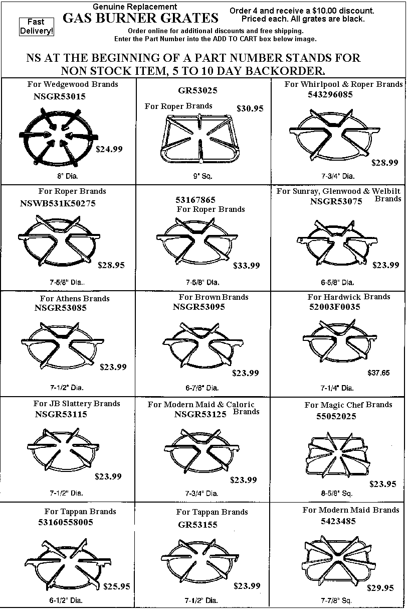 - HOW TO ORDER - Use the part number shown in the image by entering into the add to cart box below and receive $2 off and free shipping. Order 4 items and receive $10 off!